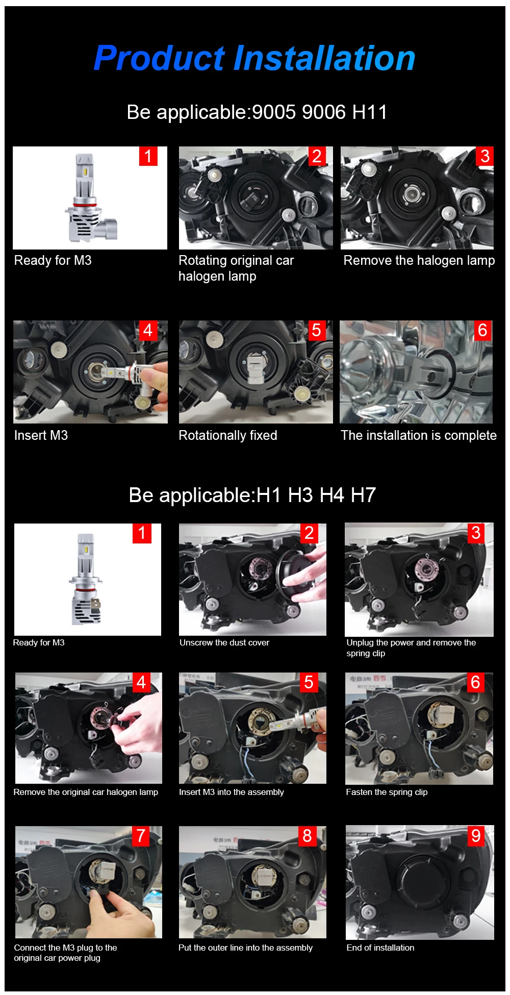 M3 55 Вт 10000LM H4 H7 9005 9006 H11 Автомобильный светодиодный головной светильник s лампы Противотуманные фары светильник HB2 HB3 HB4 светодиодный H7 светодиодный головной светильник