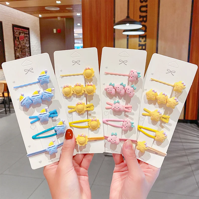 

Baby Girls Hair Clips Cartoon Cute Hairpin Set Summer Ponytail Holder Elastic Headband Children's Hair Accessories Jewelry