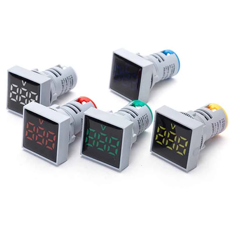 

1 Set of 5 AD16-22FDV XM16LED Square High-Brightness Digital Display Signal Lamp 24V-500V AC Voltmeter 22mm