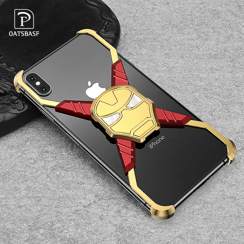 RIron Man дизайнерский металлический чехол для Iphone X XS чехол персональный металлический бампер чехол для Iphone XS Max анти-шок и противоударный чехол
