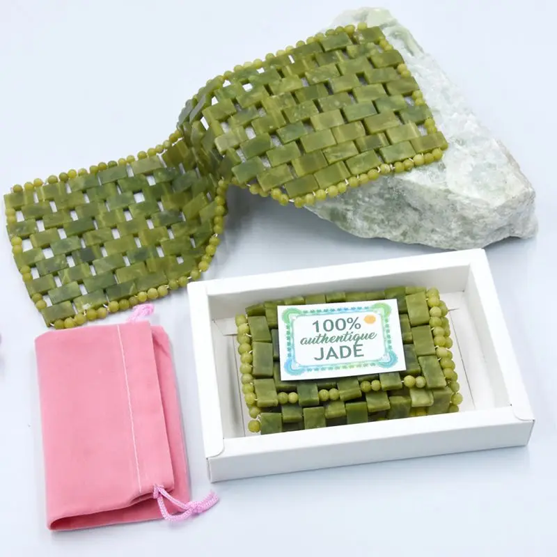 Натуральная Зеленая Нефритовая маска для глаз массажер лица лечебный камень