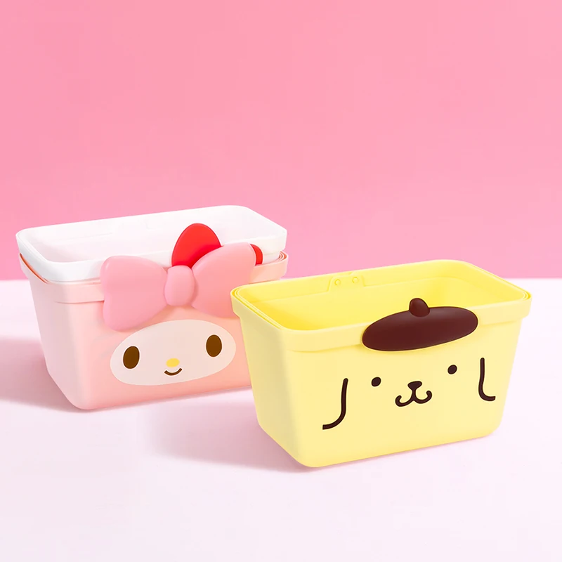 

10Inch Kawaii Kitty Mymelody Cinnamorol Model Toys Figure Carrying Basket ClothesandSnacks Cute Storage Basket GiftsforChildren