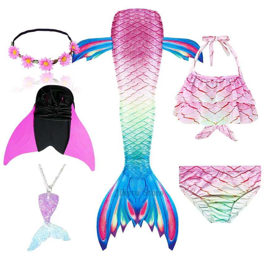 Детский женский костюм русалочки для косплея купальный с бюстгальтером