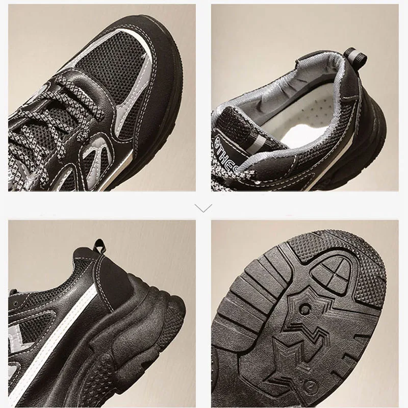 

Chunky Sneakers Ladies Trainers Lace Up Spring Female Flat Black sneakers Women Vulcanized Shoes Woman Designer Platform