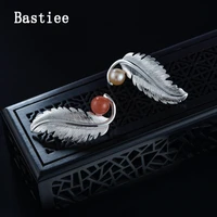 bastiee feather pearl brooches for women silver 925 jewelry agate hmong handmade ethnic luxury gifts
