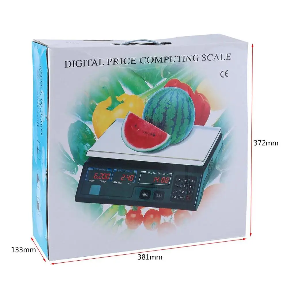 

40KG Electronic Digital Weight Scale Price Computing Market Retail Deli Meat Food Produce Counting Commercial Scales