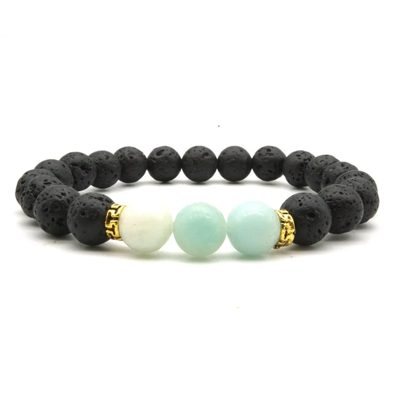 Золото 8 мм амазонит камень черный из вулканической лавы бусины эфирное масло