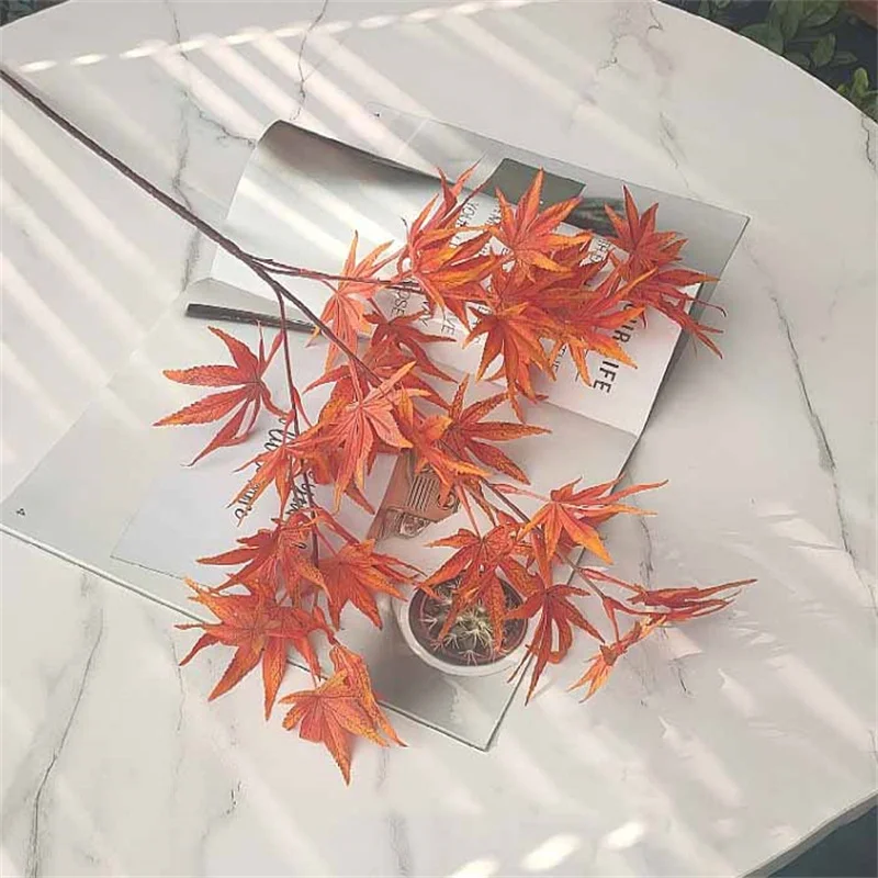 

80cm Single Branch Simulation Plant,4 Fork Maple Leaves, Living Room Vase decoration,Garden Landscaping,WeddingGuide Fake Flower