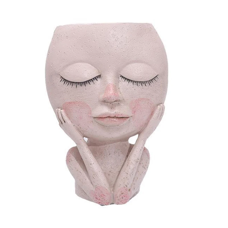 Beautiful Girls Face Head Flower Planter Sculptures Pot Garden Decor For Tabletops Home Ornament DNJ998 | Дом и сад