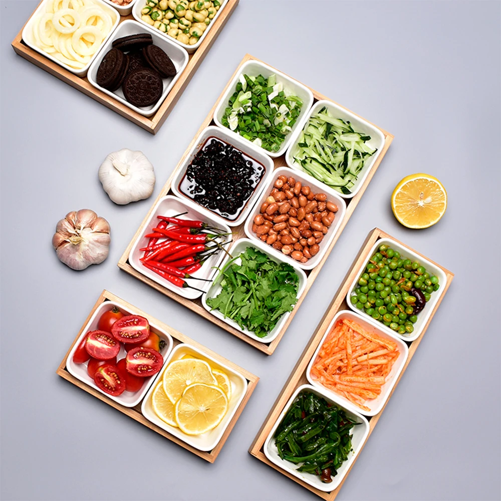 Бамбуковый Контейнер для хранения продуктов в ванной, лоток для еды, поднос для закусок, поднос для сушеных фруктов, коробка-органайзер, корзина для обеденных тарелок