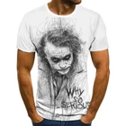 Новинка лета 2021, Мужская футболка клоуна с круглым вырезом и 3D принтом, Спортивная повседневная забавная Мужская и женская одежда с коротким рукавом