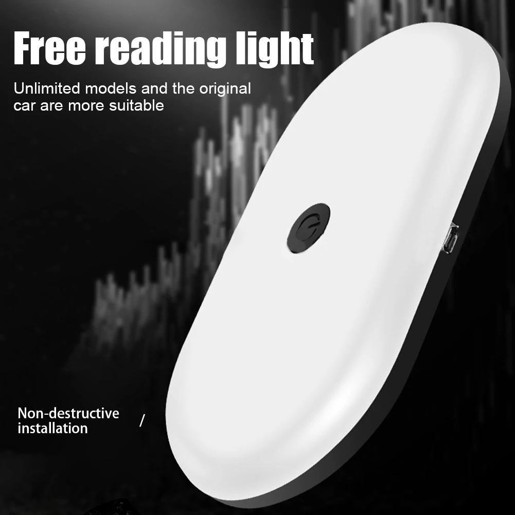

USB Rechargeable Car Reading LED Light Interior Dome Ceiling Light Magnetic Car Lamp Ice Blue White Bulb Car Styling Night Light