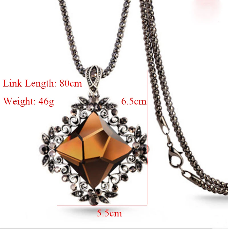 

Ajojewel Vintage Dark Blue Grey Champagne Glass Flower Pendant Necklaces Female Sweater Chain