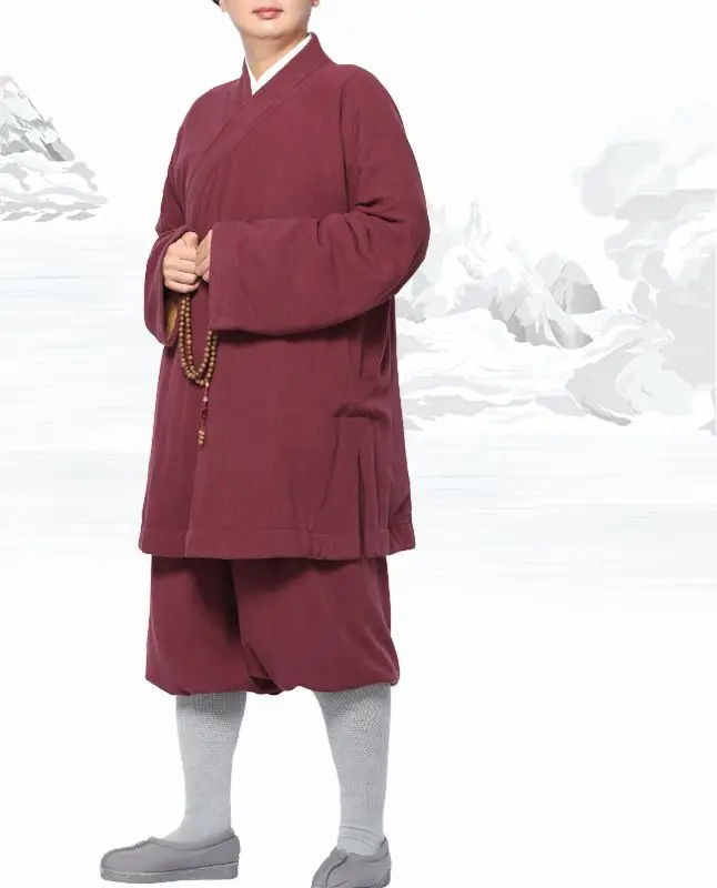 Унисекс льняные и хлопковые зимние теплые костюмы lohan Arhat кунг-фу Униформа для