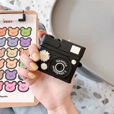 

For AirPods Pro Case 3D Daisy Camera Cute Soft Silicone Earphone Cases For Apple Airpods Case Protect Cover Funda keychain