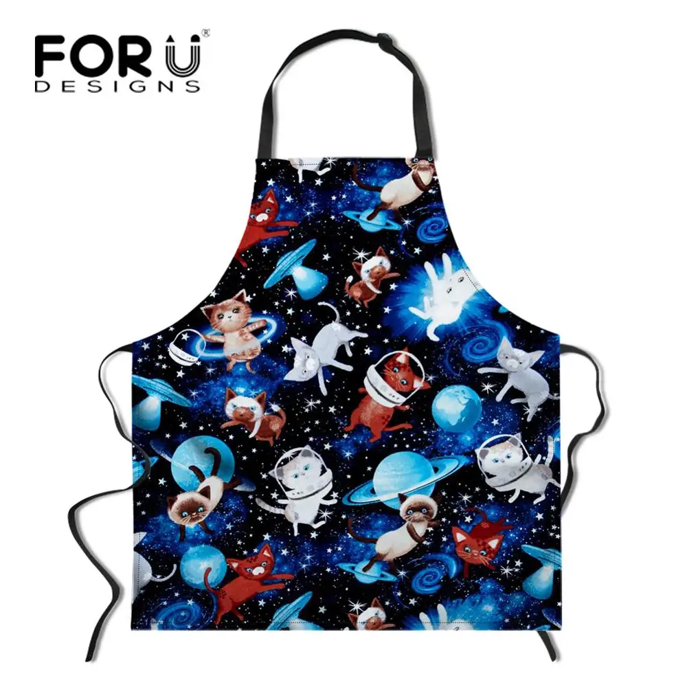 YY0764R FORUDESIGNS/Космический Galaxy Cat кухонный фартук в стиле унисекс Регулируемый поварский фартук без рукавов для приготовления барбекю - Цвет: YY0764R