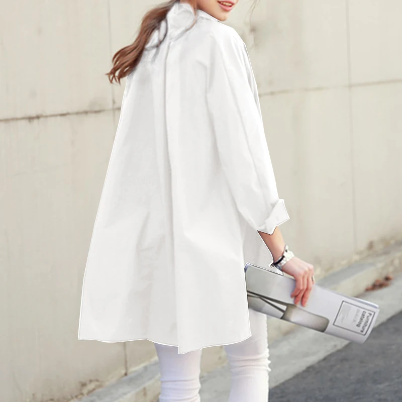 

2021 VONDA Women Blouses Casual Turn Down Solid Color Shirts Plus Size Women OL Office Party Tops Bohemian Party Blusas S-5XL