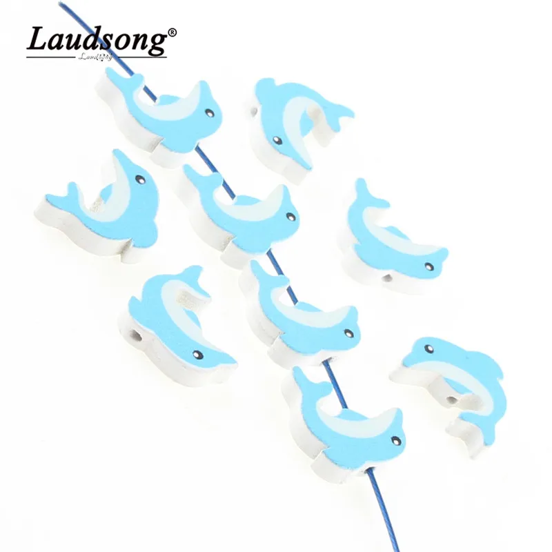 30 шт. деревянные бусины в виде дельфина|Бусины| |