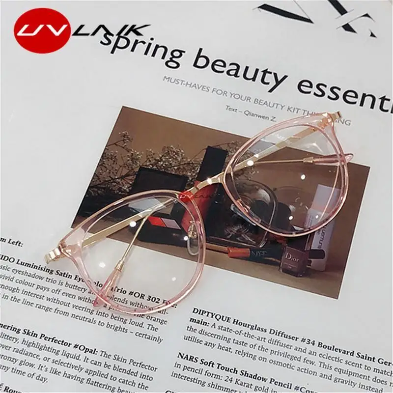 

UVLAIK Oversized Round Glasses Frames Women Anti Blue Light Computer Eyewear Men Vintage Clear Optical Eyeglasses Myopia Frame