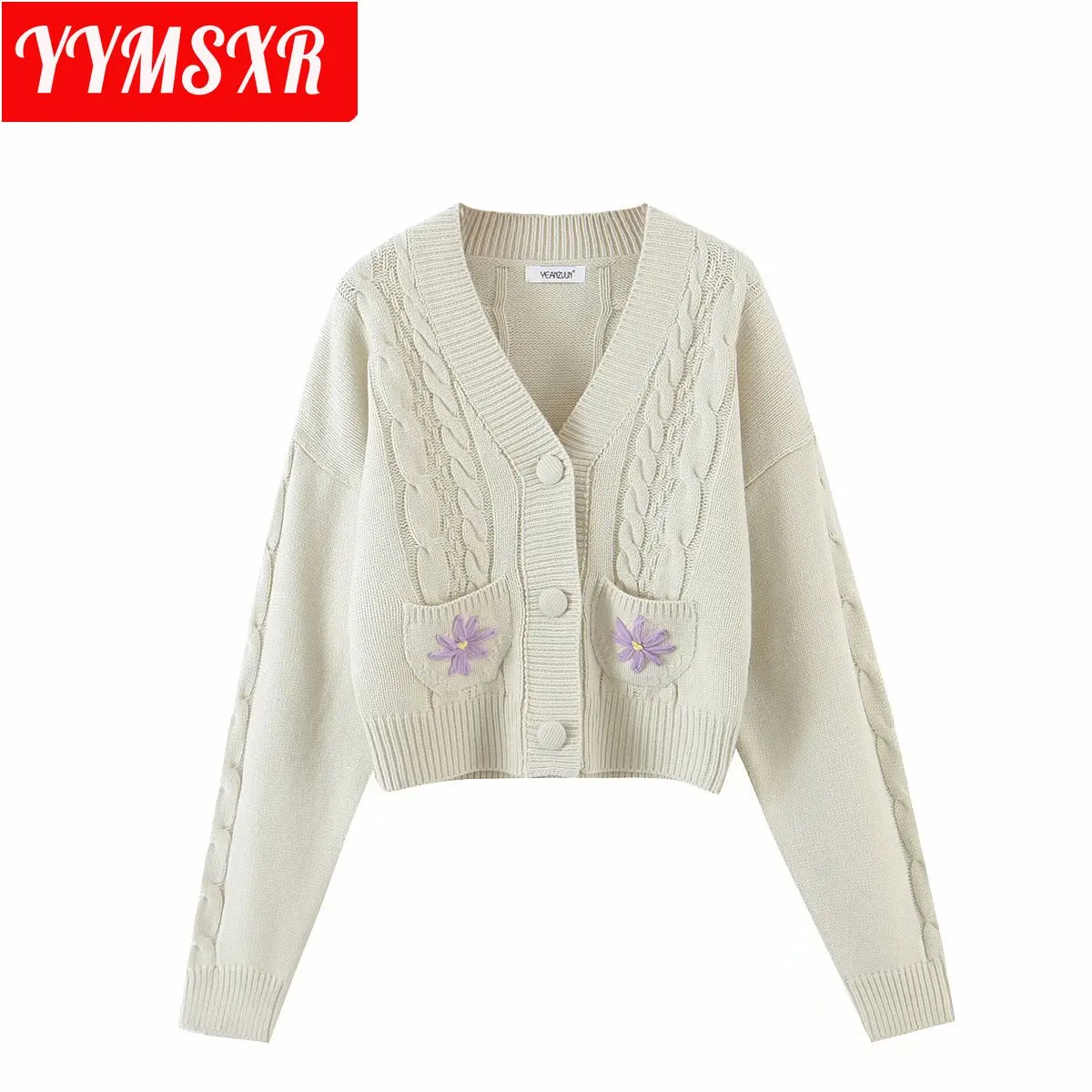 

High Quality Sweater Women Knitwear 21 Autumn and Winter New Retro Small Daisy Embroidery Cardigan Top Elegant and Loose Clothes