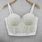 Женский Готический корсет, бюстгальтер пуш-ап с бусинами и жемчугом