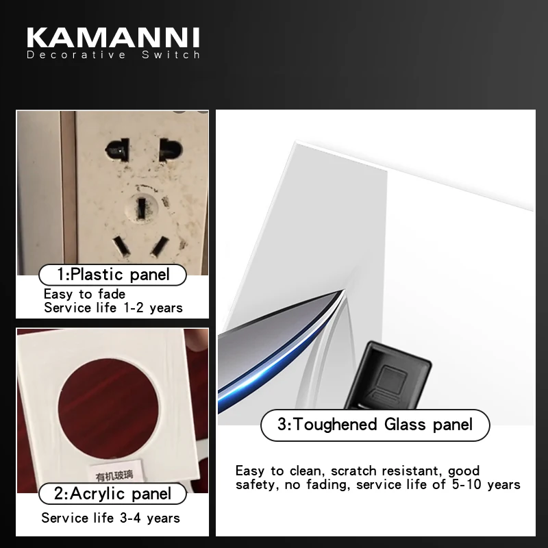 Kamanni выключатель света кнопочный светильник Настенные переключатели 1/2/3 Gang 1/2 Way