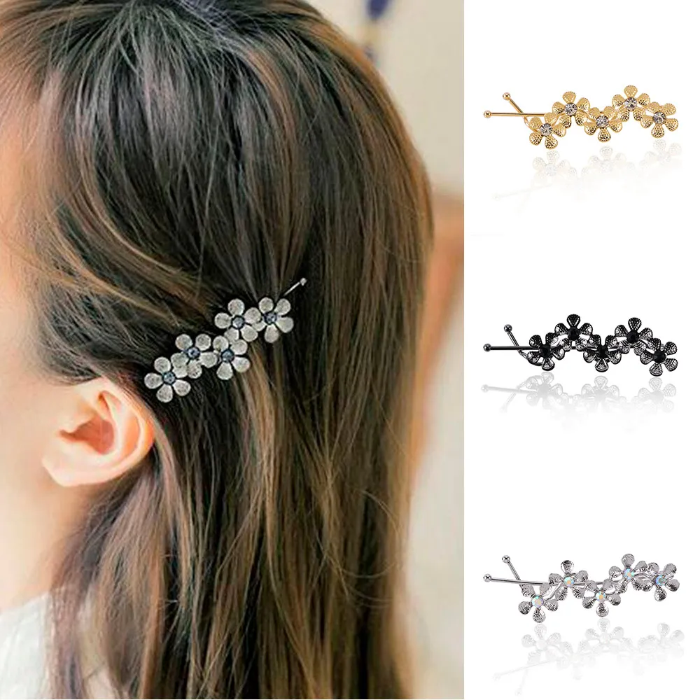 2019New цветок горный хрусталь Женские аксессуары для волос Слива заколка булавки