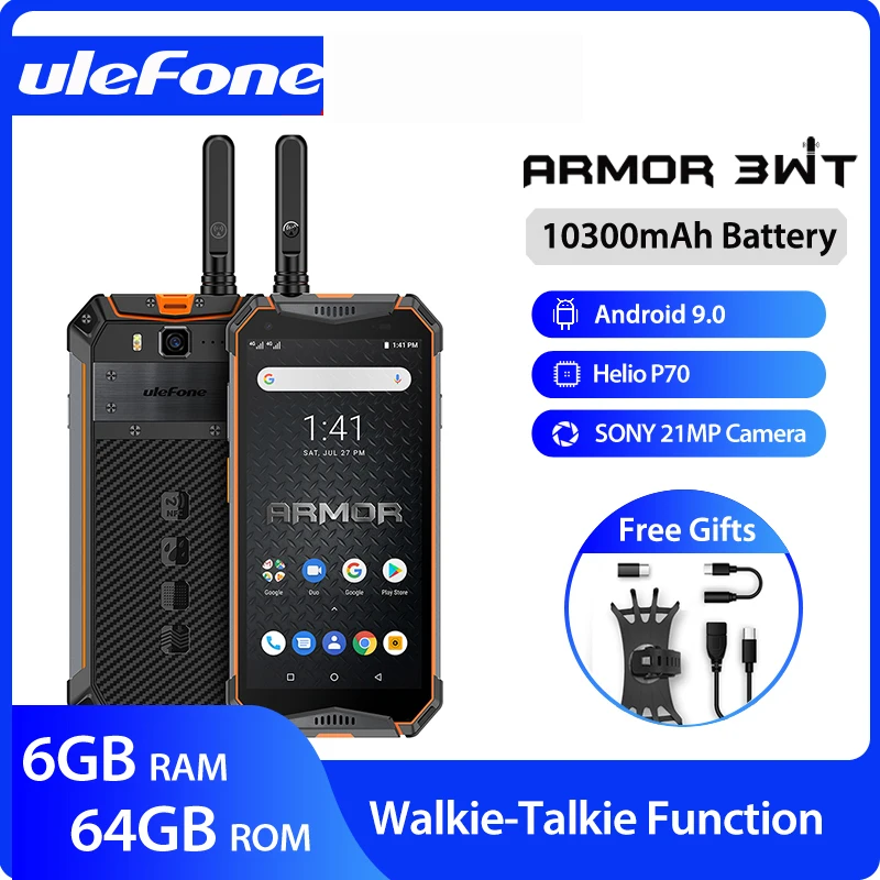Ulefone Armor 3WT Walkie Talkie NFC 4G Global vision Смартфон Android 9 0 6 ГБ 64 Гб 10300 мАч водонепроницаемый
