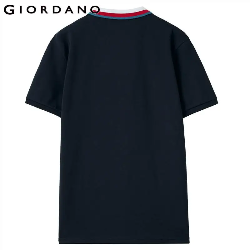 Поло Giordano мужское с контрастным отложным воротником стрейчевая дышащая футболка