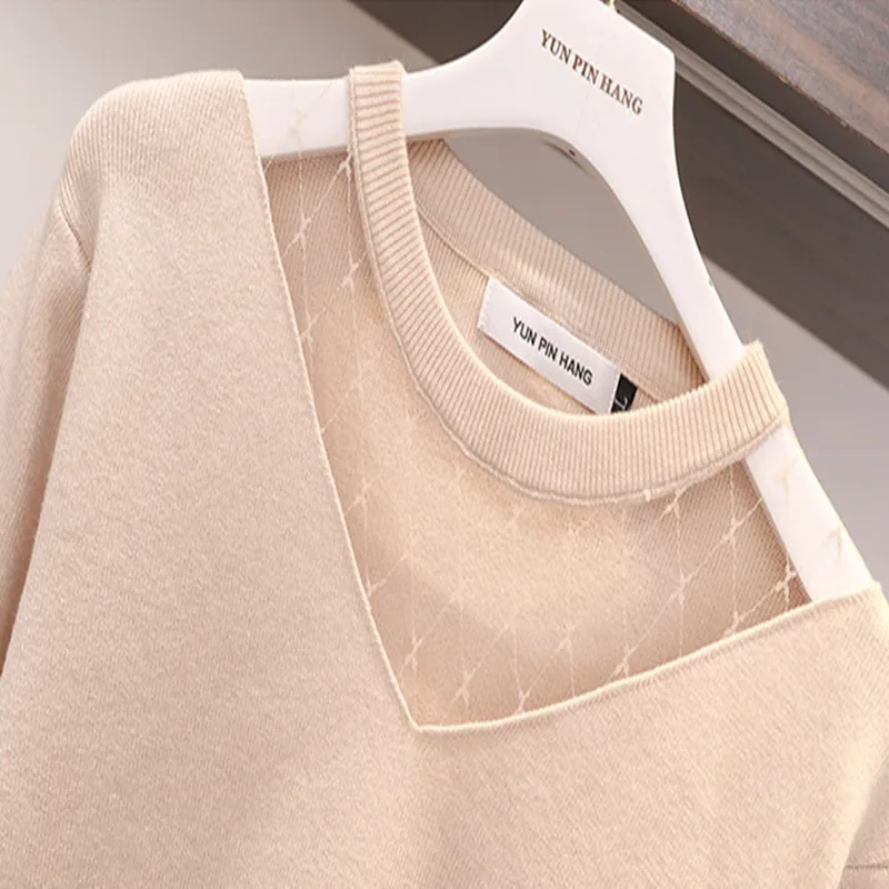 Женский трикотажный комплект из 2 предметов повседневный большого размера и