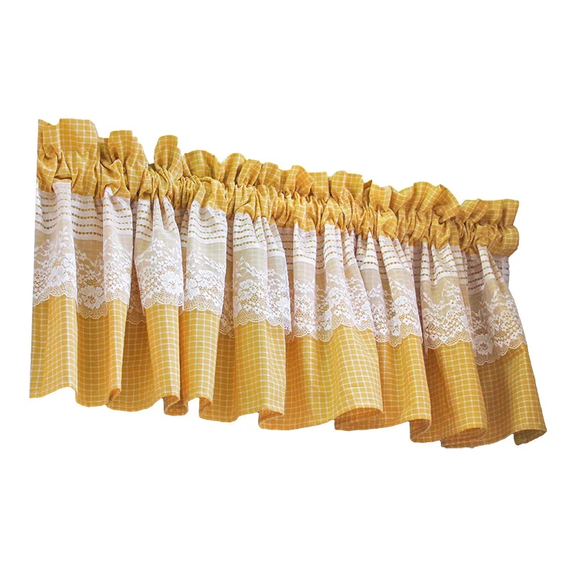 luxury embroidery bay window curtains lace short curtain for kitchen cabinet door separate panel plaid drapes cafe half curtain free global shipping