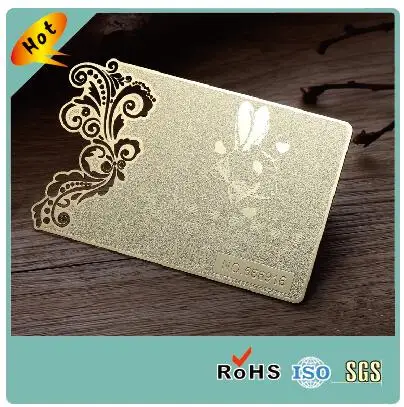 hollow out gold plated laser engraved stainless steel metal business card