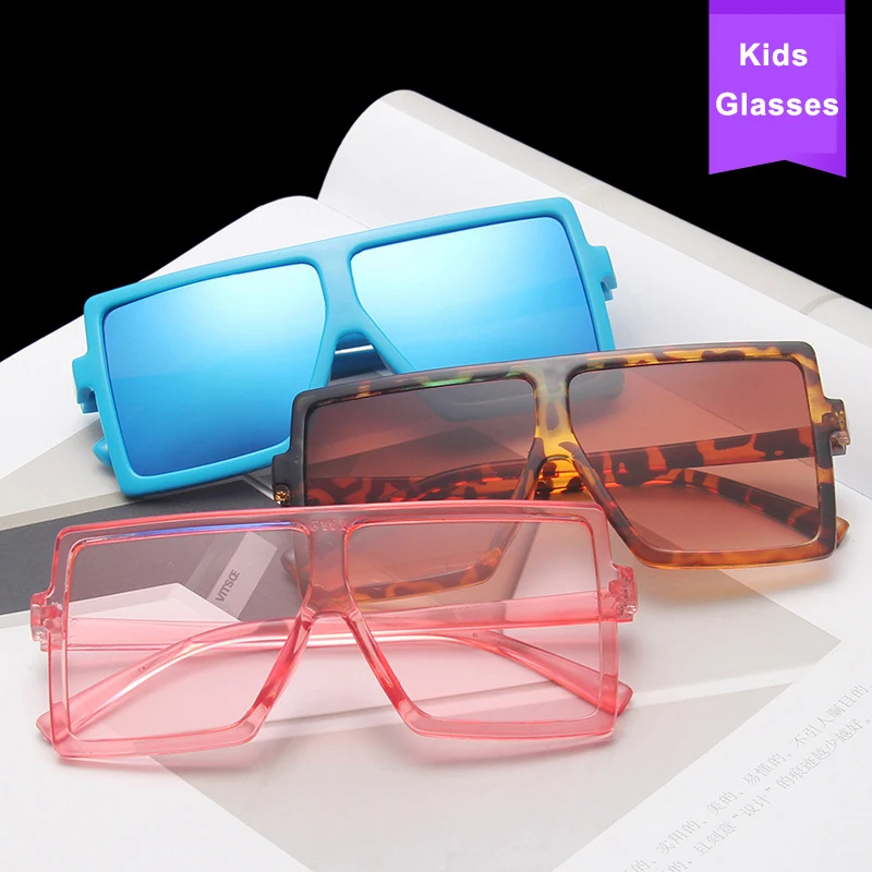 

Kid Sunglasses Children Square Oversized Sun Glasses Fashion Sport Shades Goggle Boys Girls Big Frame Colorful Mirror Eyeglasses