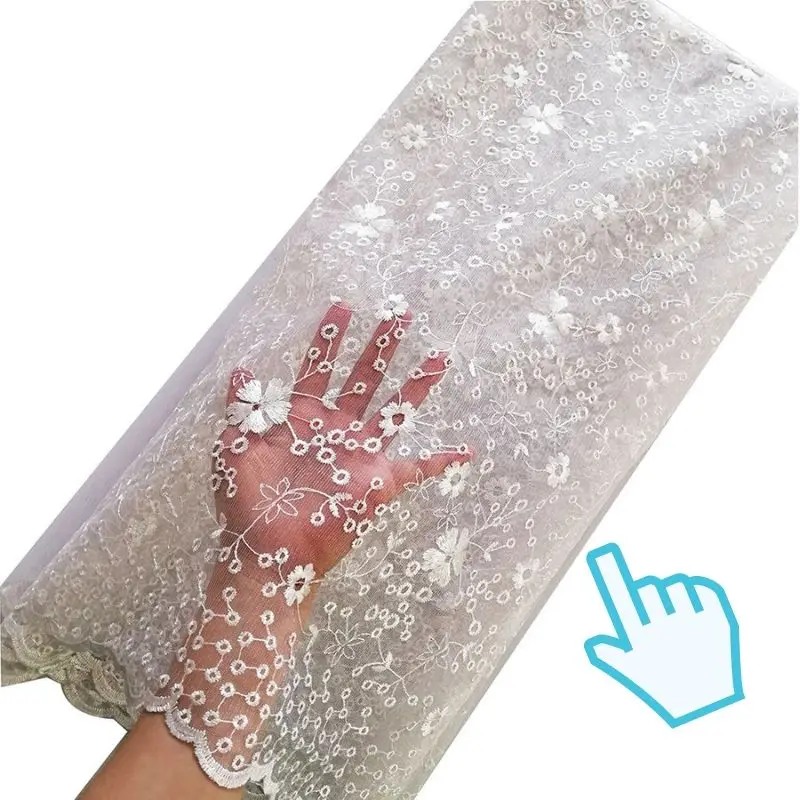 Ourwin E50687 винная Кружевная Ткань 5 ярдов африканская белая кружевная ткань