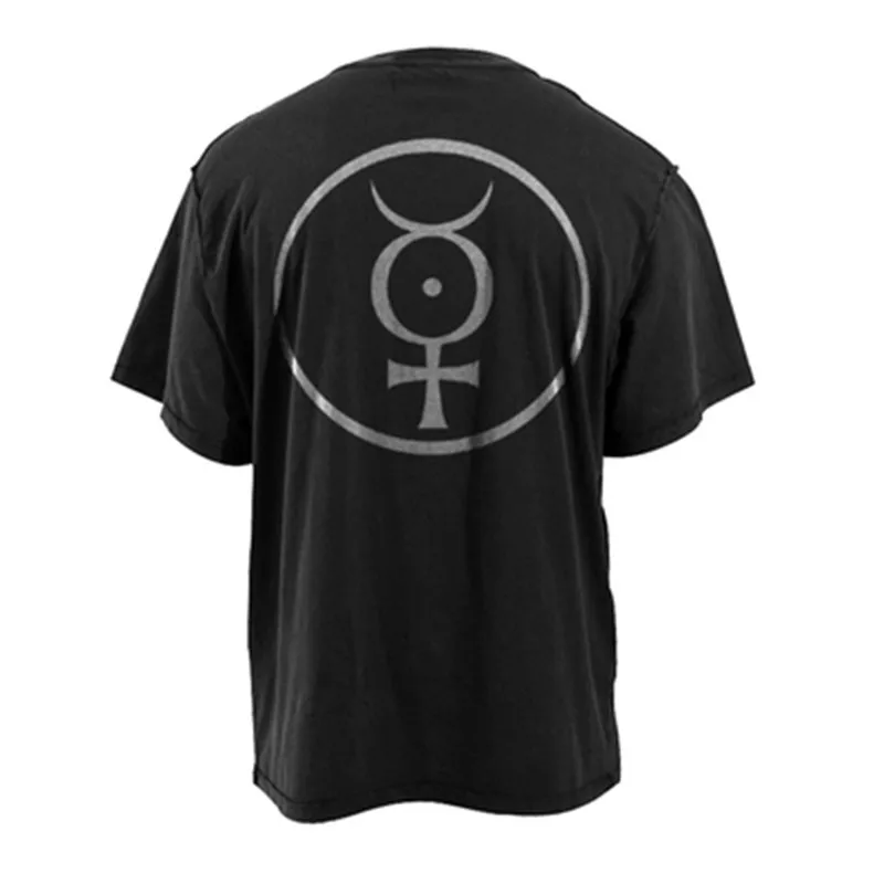

FOR GODS SAKE new product washed vintage old T-shirt black manson print small neckline