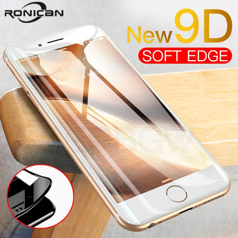 RONICAN для iPhone 6 6s 3D мягкий край полное покрытие красное глянцевое углеродное