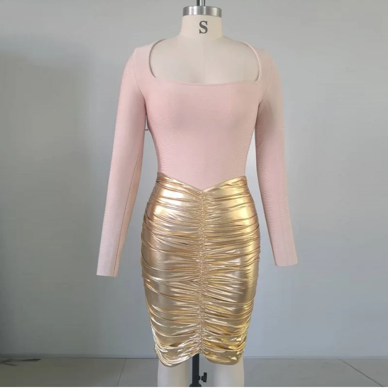 Новинка 2019 Осенний Женский комплект из двух предметов бандажный бежевый