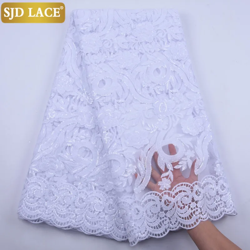 

SJD LACE 2020 High Quality French African Lace Fabric With Sewing Sequins Milk Silk LacesFor Wedding Festivals Dress Sew A1881