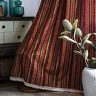 Boho Стиль шторы в простом стиле для гостиной, спальни, прозрачные шторы на окно, затененные трубка занавес Роскошная обувь золотистого цвета в полоску оранжевый принт красного цвета, занавески на кухню