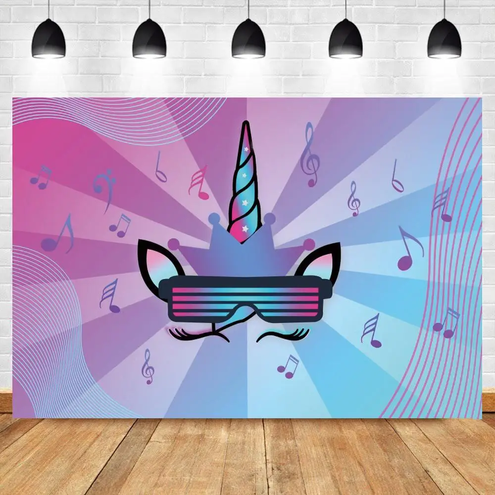 

Musical Symbol Unicorn Background Black Bokeh Happy Birthday Party Photography Backdrop Photo Booth Studio Banner Supplier