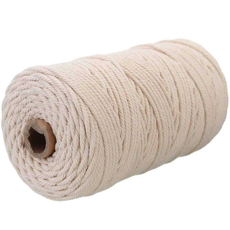 

mx200M Natural Handmade Cotton Cord Macrame Yarn Rope Diy Wall Hanging Plant Hanger Craft String Knitting