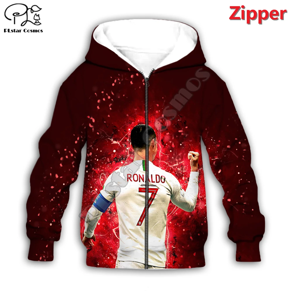 

PLstar Cosmos Football Star Ronaldo 3D Printed Kids Hoodies/Zip Hooded Cool Sweatshirt Boy/Girl Pullover Children's Clothing R3