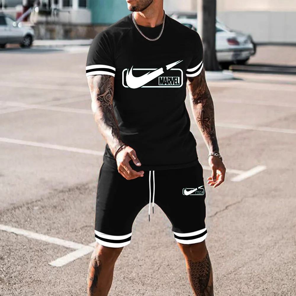 

Summer Fashion Leisure Brand Men's Set Tracksuit Sportswear Track Suits Male Sweatsuit Short Sleeves T Shirt New 2 Piece Sets