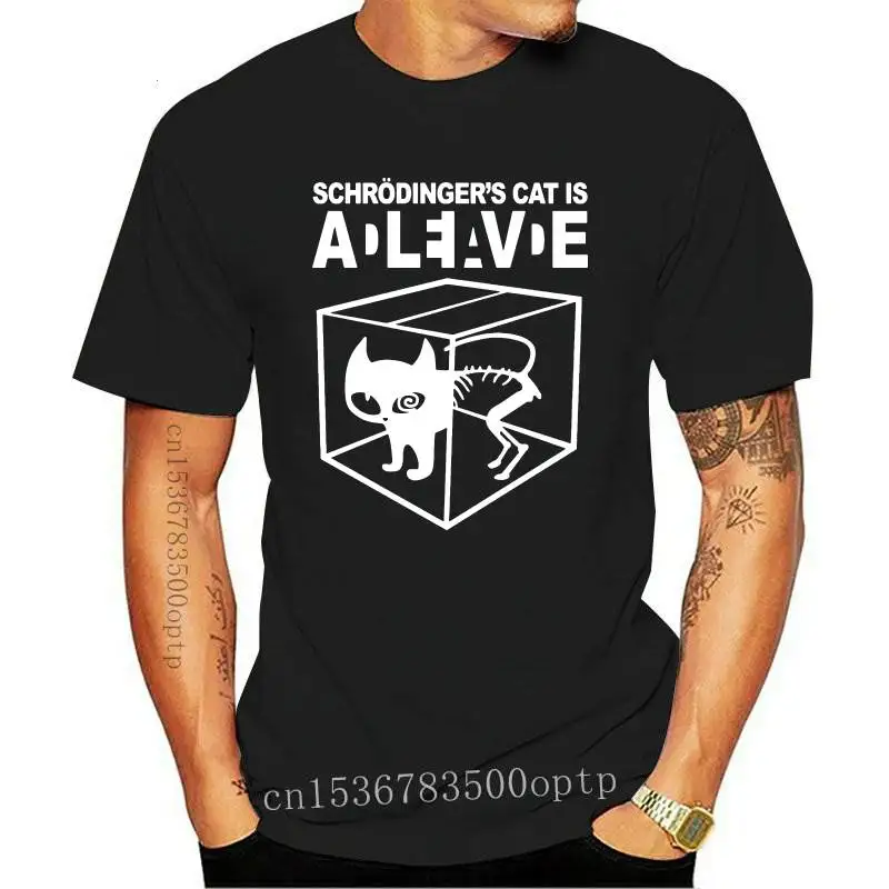 

New Schrodingers cat cat Men's T-Shirt Normal T Shirt All Cotton Crewneck Short Sleeve Casual Tops Shirts 2021 YEAR DAY