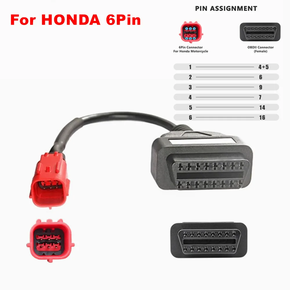 

Для Honda 4Pin для Honda 6Pin OBD мотоциклетный кабель 16Pin штекер диагностический кабель 4Pin 6Pin к OBD2 16Pin для Yamaha/Kawasaki