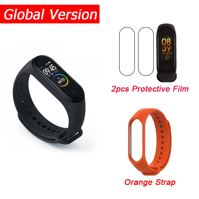 Global Add Orange Xiaomi mi-браслет 4 Smart mi Band 4 0,9" AMOLED экран водонепроницаемый пульсометр фитнес 135 мАч 20 Bluetooth 5,0 50 атм - Цвет: Global Add Orange
