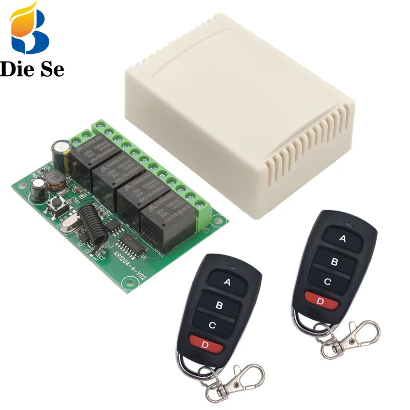 

433MHz Universal Wireless Remote Control DC 6V~30V 4CH RF Relay Receiver and Transmitter For Garage/Light/Door/Home appliance