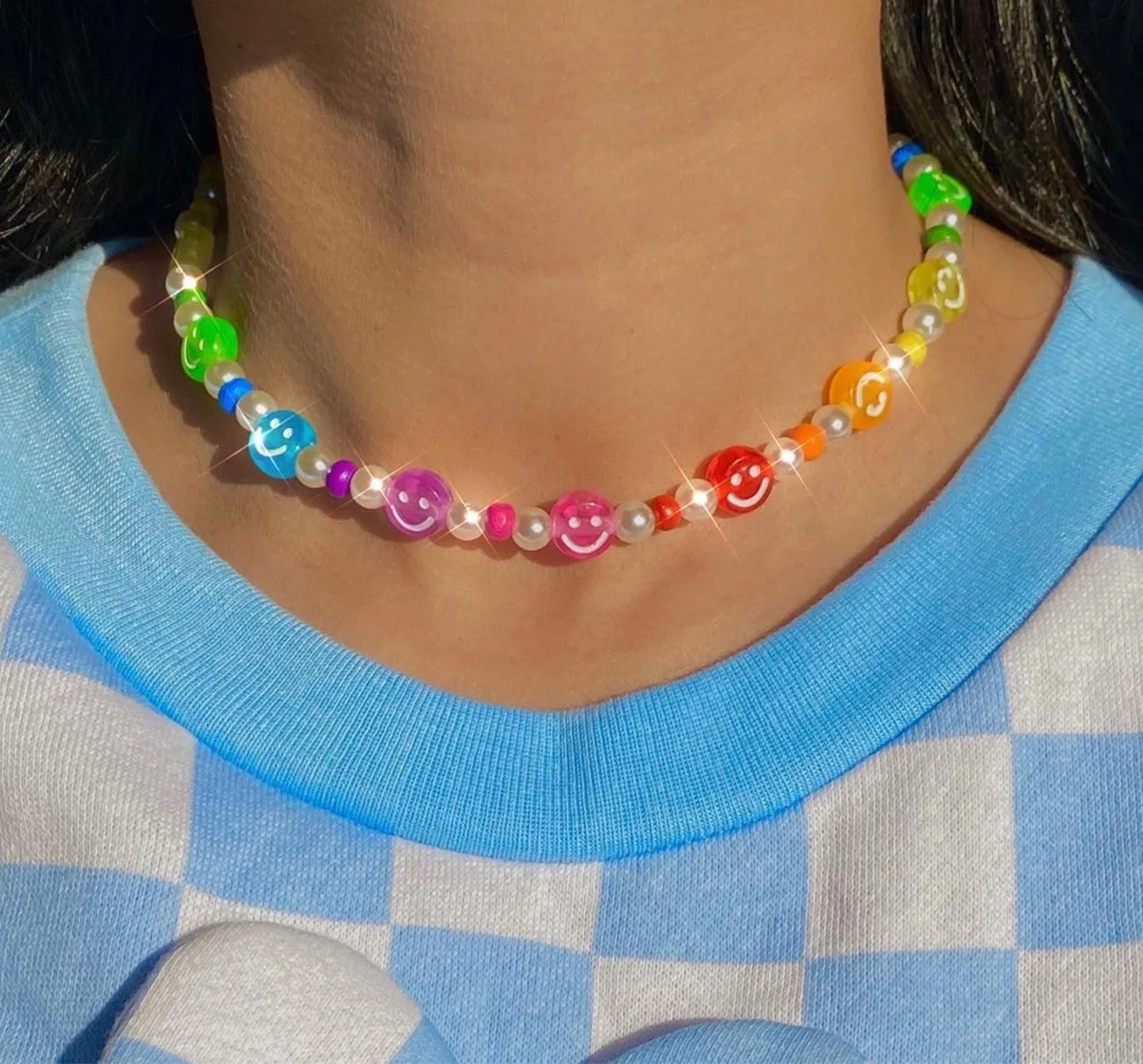 

Bohemia Multicolor Resin Geometric Circle Round Strand Chokers Necklaces for Women Girlfriend Gift New Fashion Neck Jewelry Cute