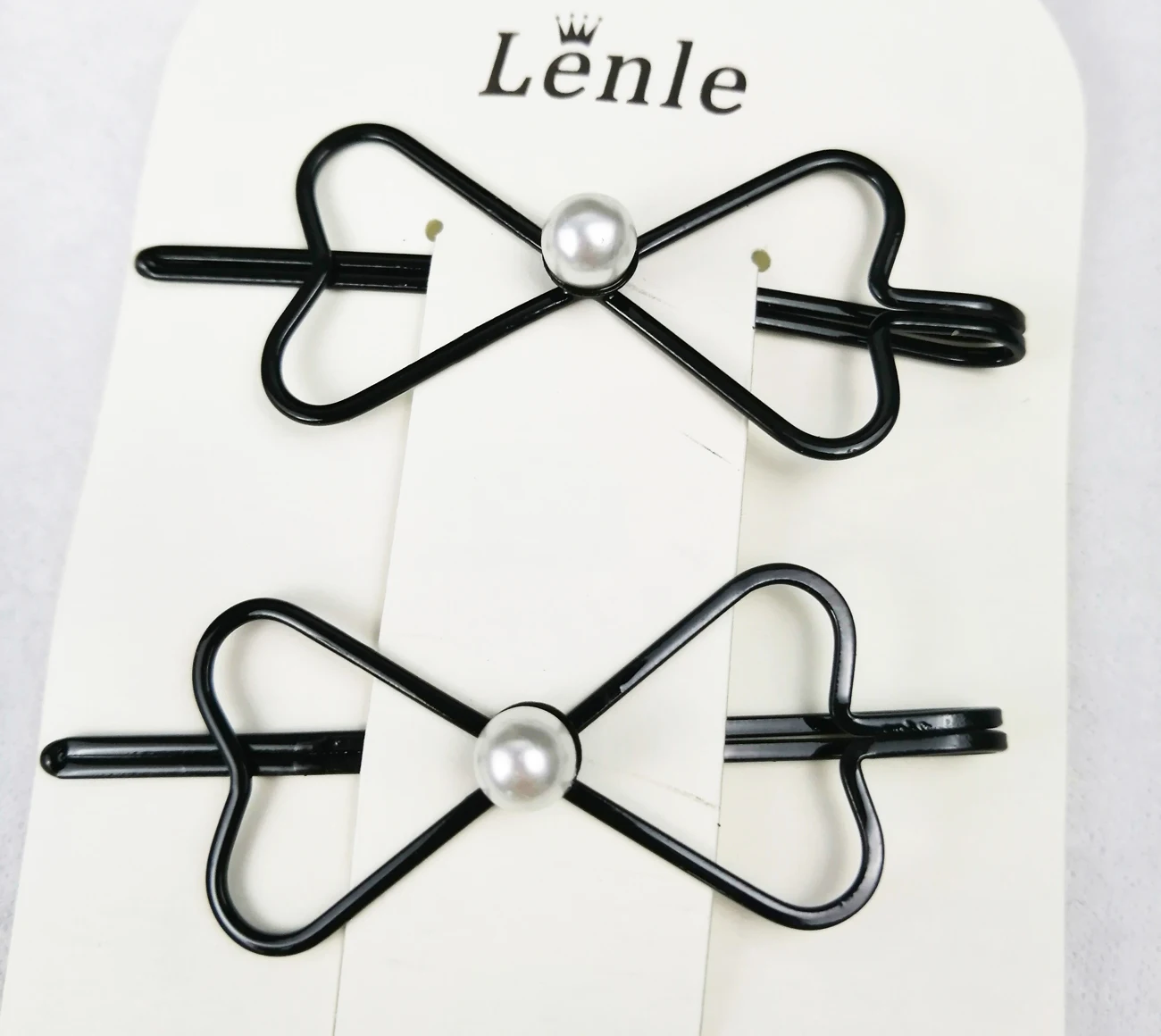 Заколка для волос детская девочек с жемчугом звездой и бантом 6 см 4 шт. | Детская