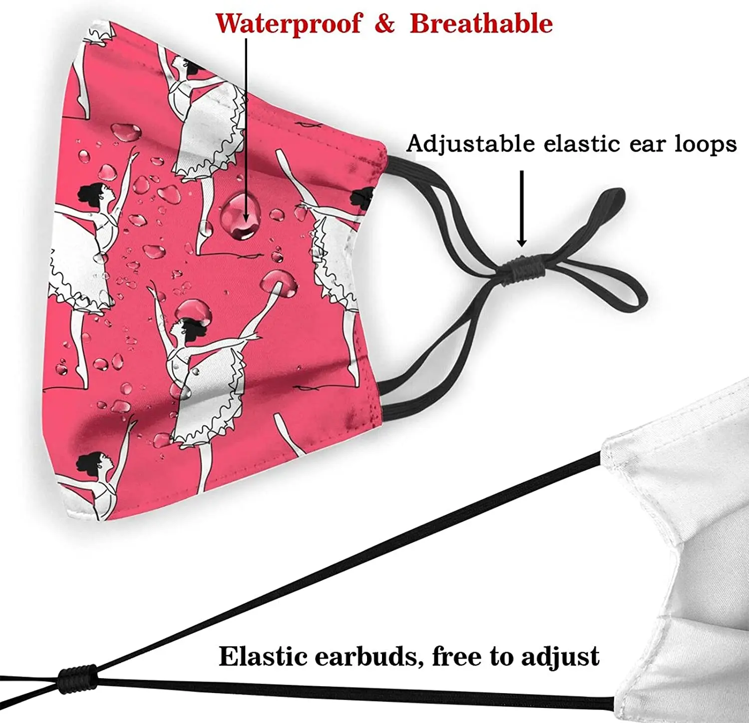 Маска для лица балетная Пылезащитная маска девочек многоразовая моющаяся рта с 2